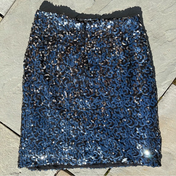 Tahari Sequin Black Mini Skirt Size 4 - Picture 1 of 8